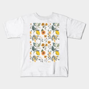 Lemon Vibes with Yellow Flowers Kids T-Shirt